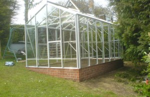8 x 14 Robinson greenhouse with brick base.